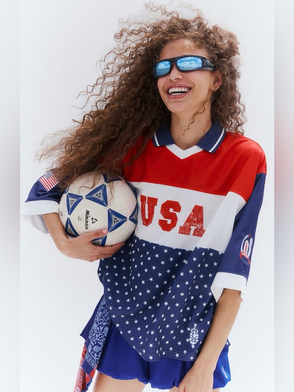 Free People Movement XS Match Day USA 🇺🇸 Jersey Top NWT NEW Oversized